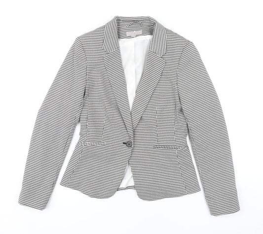 H&M Women's Blazer Size 10 Black White Houndstooth