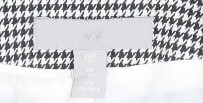 H&M Women's Blazer Size 10 Black White Houndstooth