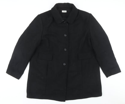 Damart Women's Black Wool Overcoat, Size 4, Classic Fit