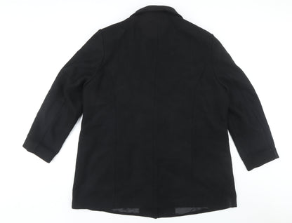 Damart Women's Black Wool Overcoat, Size 4, Classic Fit