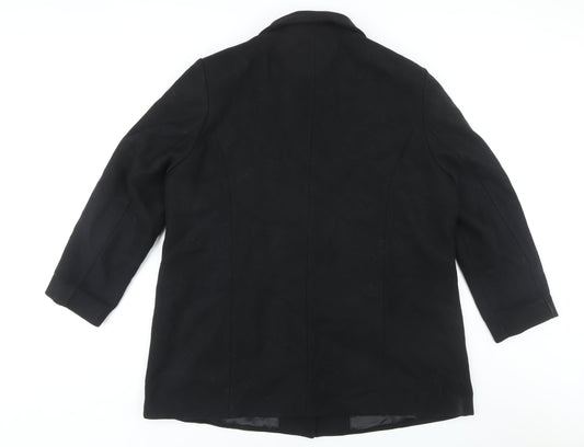 Damart Women's Black Wool Overcoat, Size 4, Classic Fit