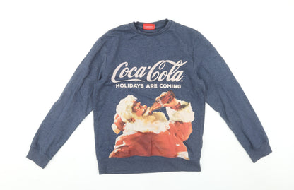 Unisex Adults UK Size S Coca-Cola Blue Pullover Sweatshirt
