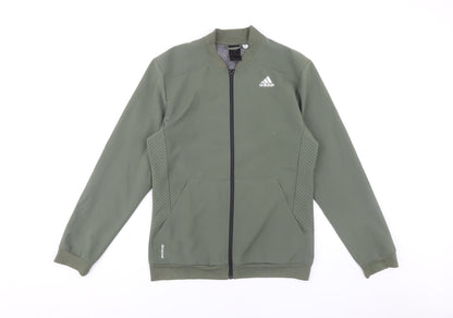 Adidas Men's Green S Basic Jacket with Zip Pockets