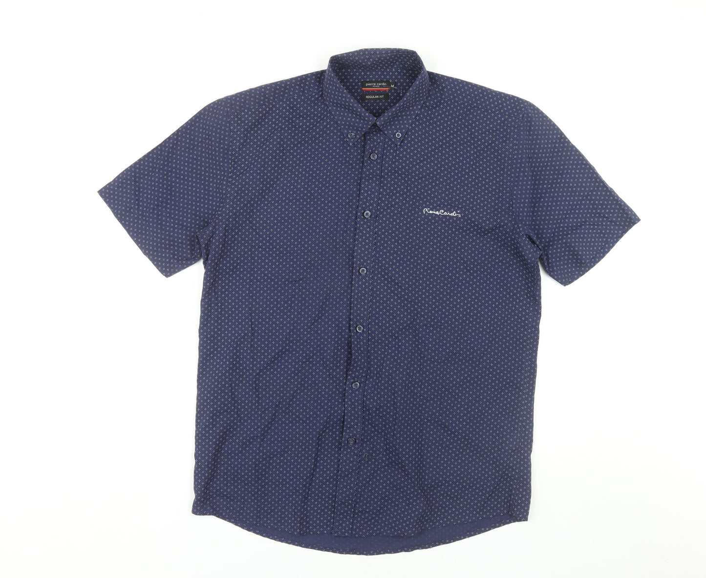 Pierre Cardin Men's Blue Geometric Shirt, M, Regular Fit