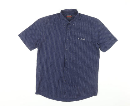 Pierre Cardin Men's Blue Geometric Shirt, M, Regular Fit