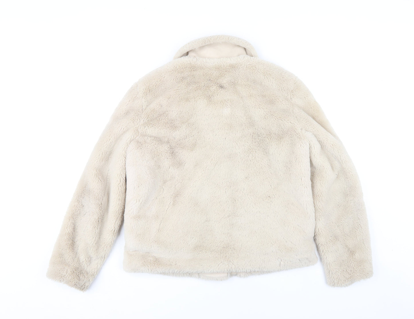 H&M Women's Beige Faux Fur Jacket - Size S