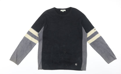 Ben Sherman Men's Black Black Colourblock Knit Jumper Size XL