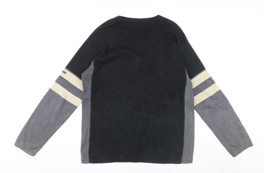 Ben Sherman Men's Black Black Colourblock Knit Jumper Size XL