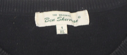 Ben Sherman Men's Black Black Colourblock Knit Jumper Size XL