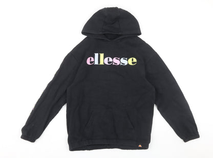 Ellesse Girls Black Hoodie 13-14 Years Logo Pullover