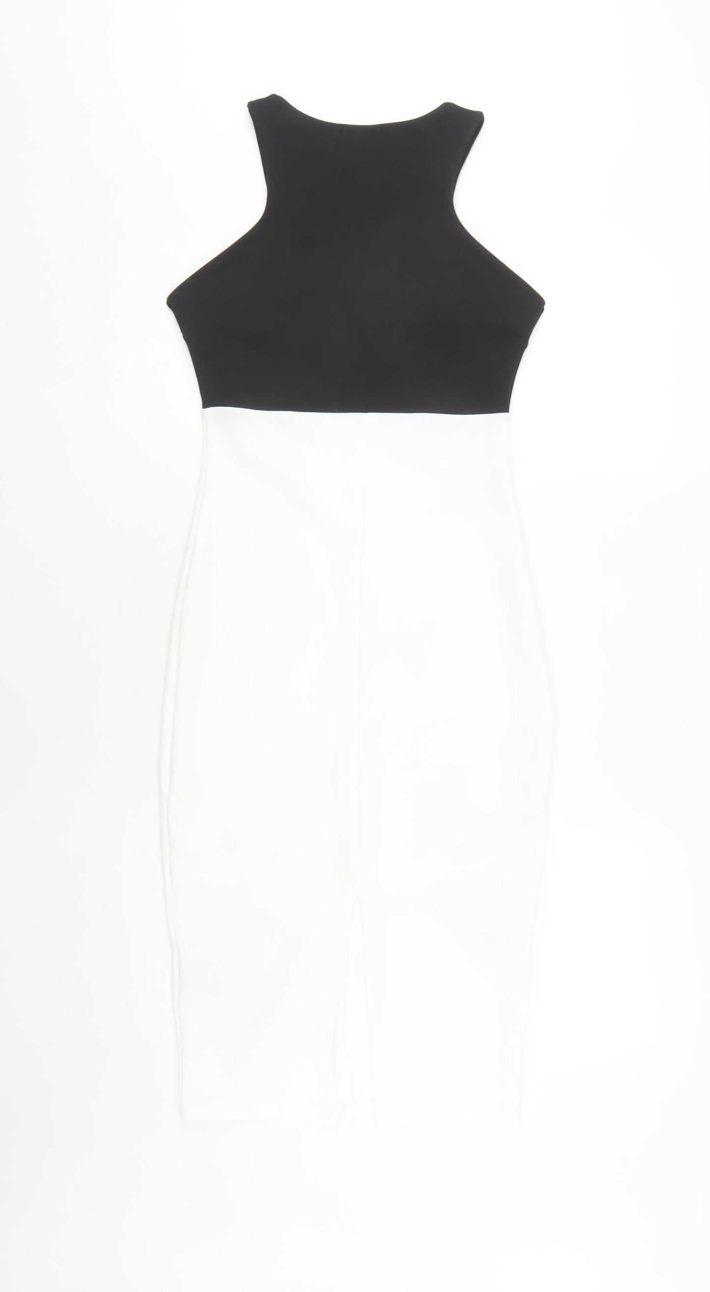 Boohoo Women's Black & White Bodycon Midi Dress UK 8