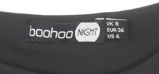 Boohoo Women's Black & White Bodycon Midi Dress UK 8