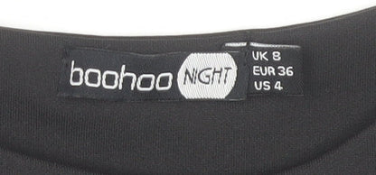 Boohoo Women's Black & White Bodycon Midi Dress UK 8