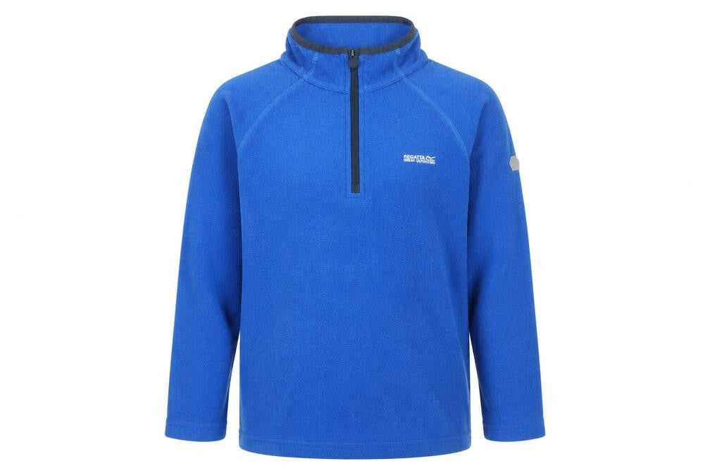 Front view of Regatta boys’' blue fleece 1/4 zip sweatshirt - 13 years