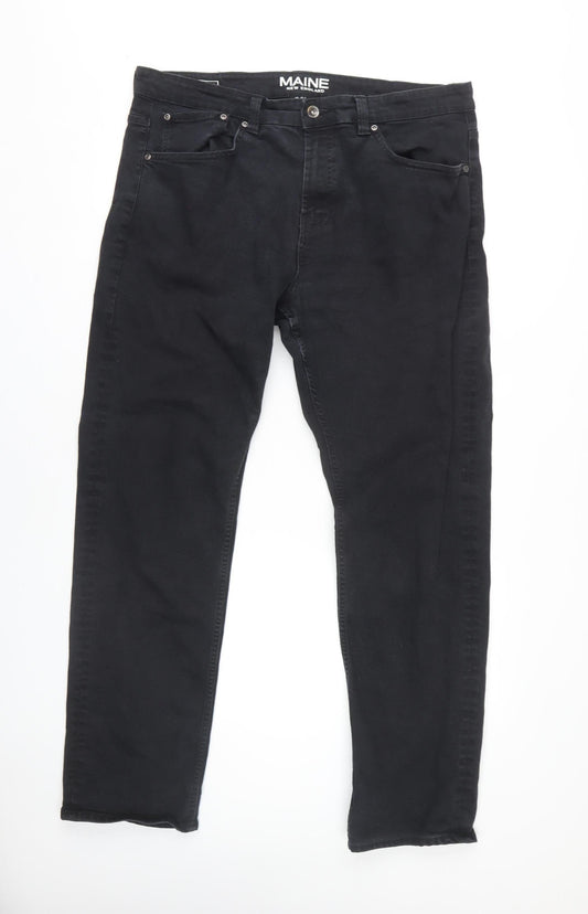 Maine Men's Black Denim Jeans 38L
