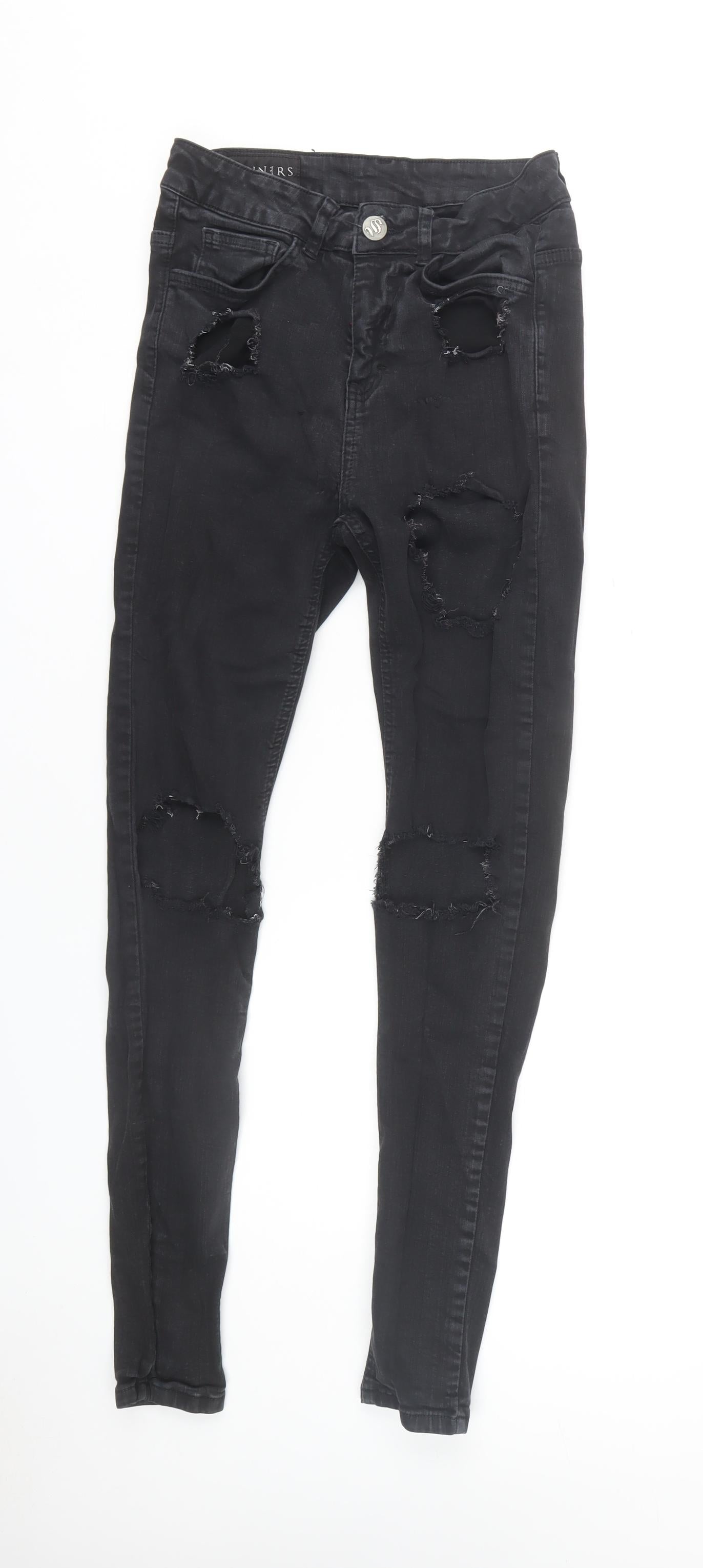 Mens UK Size XS Sinners Slim Fit Skinny Black Jeans