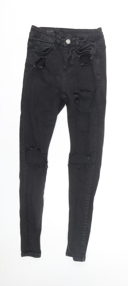 Mens UK Size XS Sinners Slim Fit Skinny Black Jeans