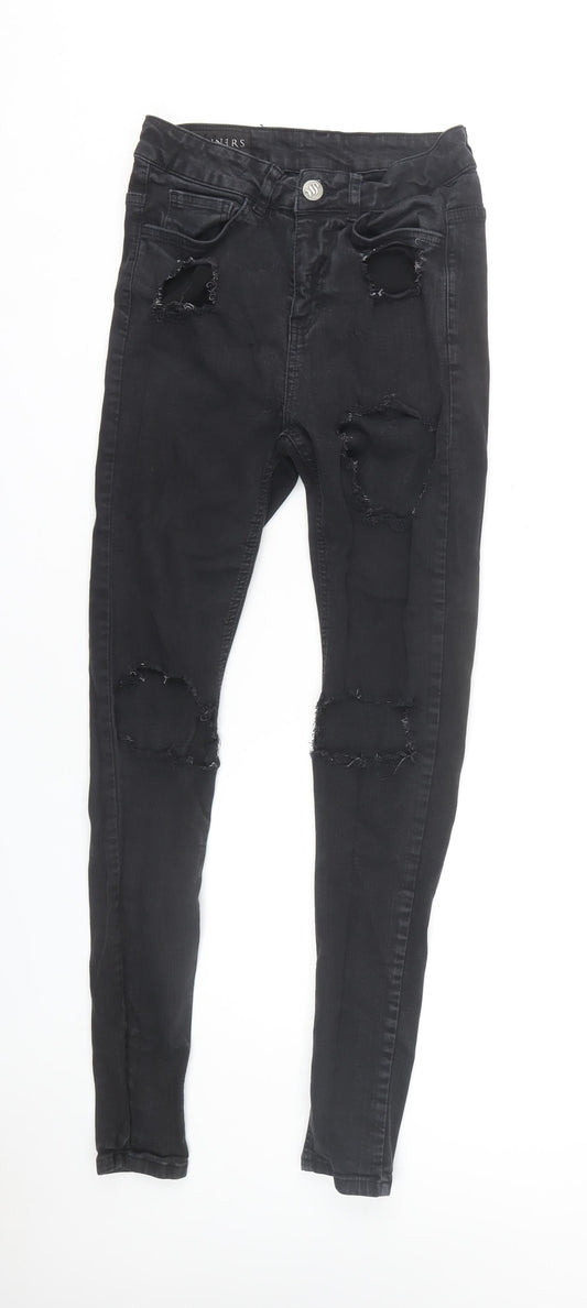 Mens UK Size XS Sinners Slim Fit Skinny Black Jeans