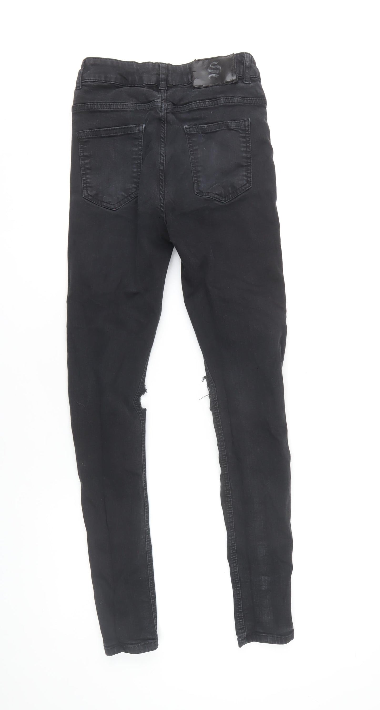 Mens UK Size XS Sinners Slim Fit Skinny Black Jeans