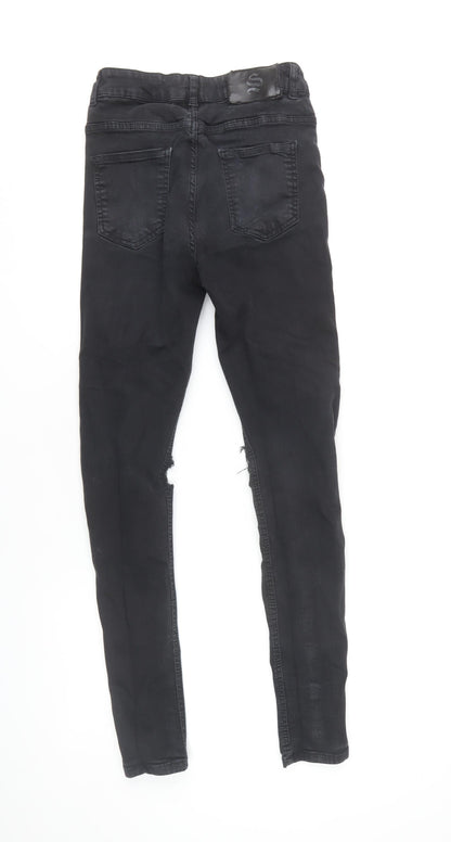 Mens UK Size XS Sinners Slim Fit Skinny Black Jeans