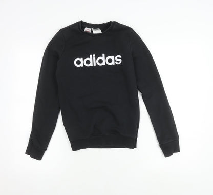 adidas Boys Black Sweatshirt, Logo, 13-14 Years, Graphic Print