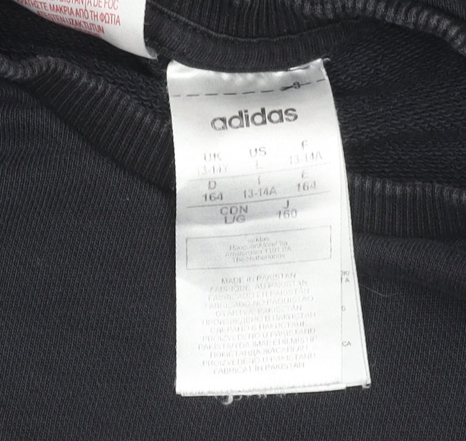 adidas Boys Black Sweatshirt, Logo, 13-14 Years, Graphic Print