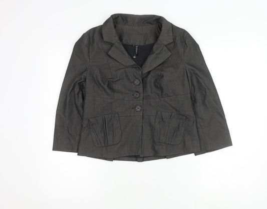 Topshop Women Black Suit Jacket Size 12 Notch Lapel