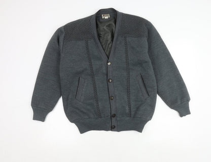 INGTIANBIRD Men's Grey Cardigan, M, V-Neck, Polyester