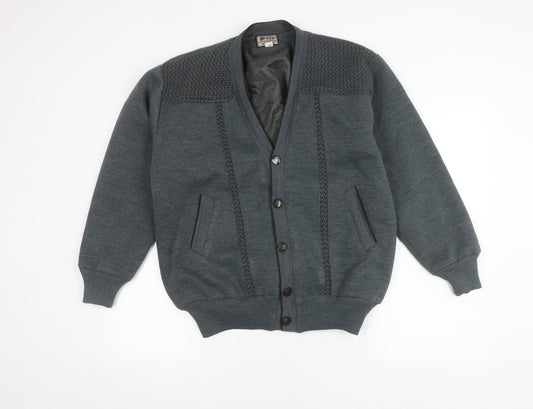 INGTIANBIRD Men's Grey Cardigan, M, V-Neck, Polyester