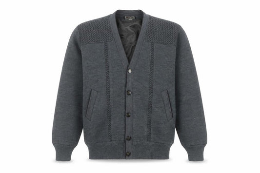 INGTIANBIRD Men's Grey Cardigan, M, V-Neck, Polyester