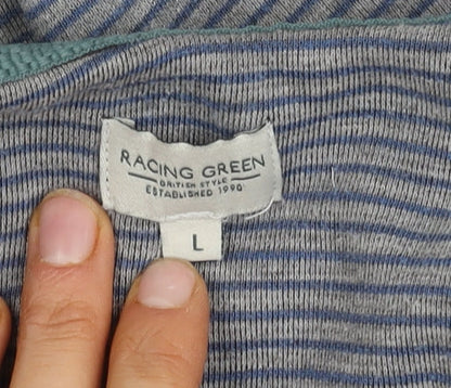 Mens UK Size L Racing Green Grey Basic Jacket