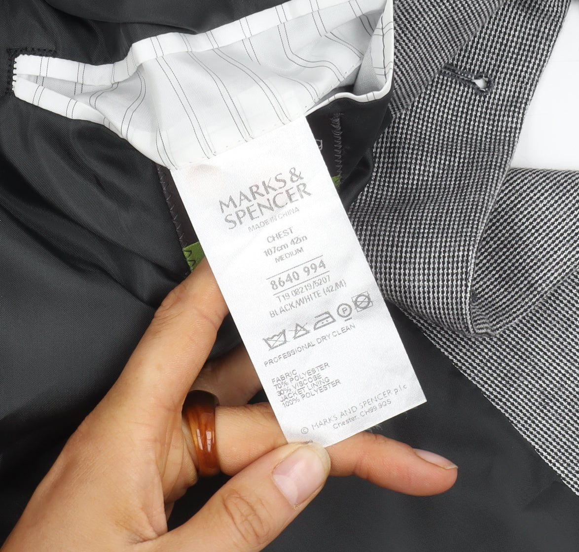 Mens UK Size 42 Marks and Spencer Regular Grey Suit Jacket