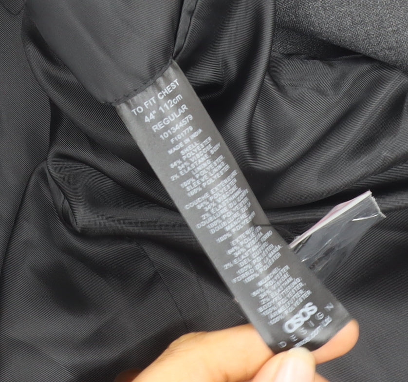 ASOS DESIGN Men's Grey Blazer, 44, Regular Fit, Business