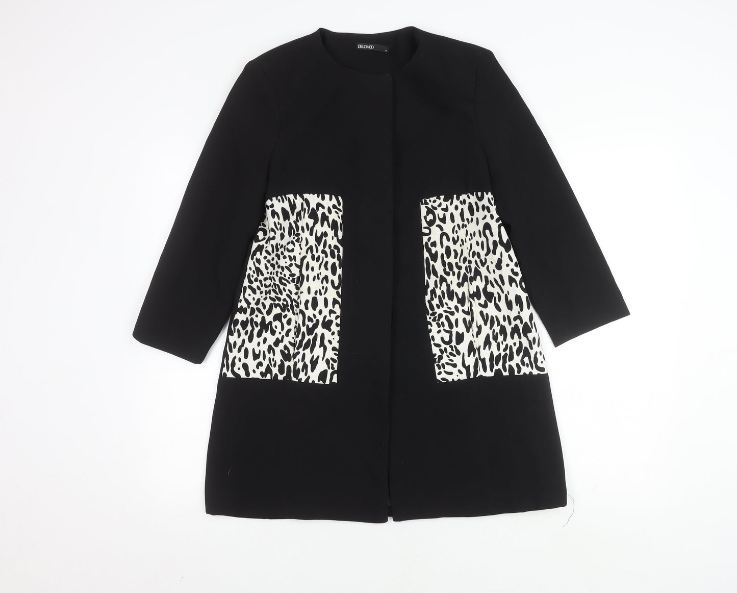 Beloved Women's Medium Black Long Animal Print Blazer