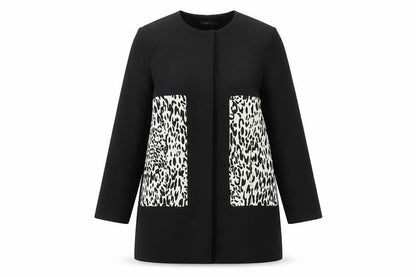 Beloved Women's Medium Black Long Animal Print Blazer