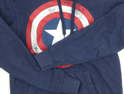 Mens UK Size XS Marvel Blue Pullover Hoodie
