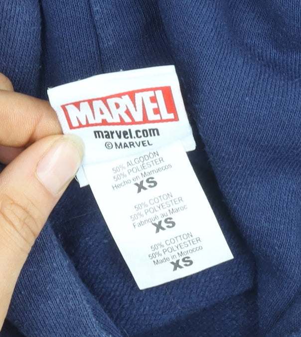 Mens UK Size XS Marvel Blue Pullover Hoodie