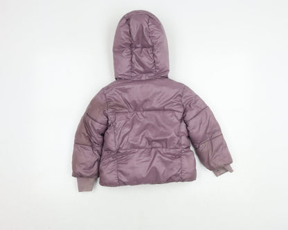 Gap Girls Purple Puffer Jacket 4 Years Winter Hooded