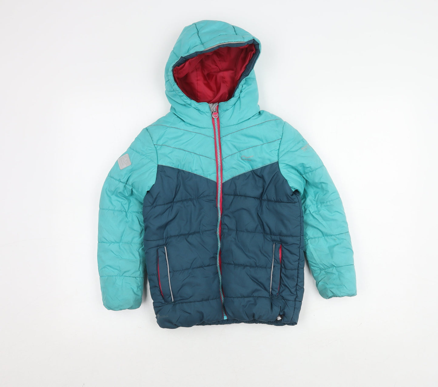 Regatta Girls Blue Puffer Jacket 7-8 Years Winter Hooded