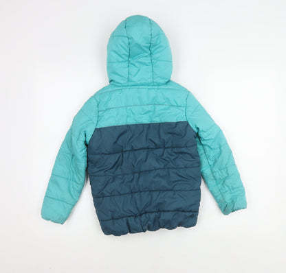 Regatta Girls Blue Puffer Jacket 7-8 Years Winter Hooded
