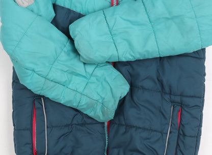 Regatta Girls Blue Puffer Jacket 7-8 Years Winter Hooded