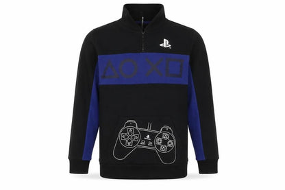 Front view of Sony PlayStation boys’ black hoodie, size 12-13, years