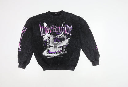 Womens UK Size XS Boohoo Black Pullover Sweatshirt