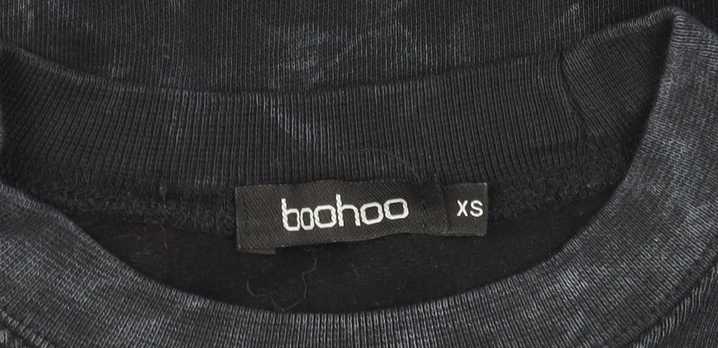 Womens UK Size XS Boohoo Black Pullover Sweatshirt