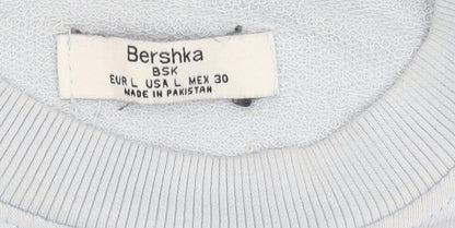 Bershka Unisex Blue Pullover Sweatshirt L