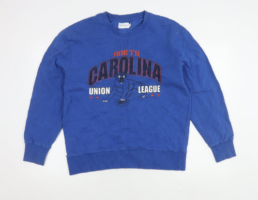 Topman Men's XS Blue Graphic Sweatshirt