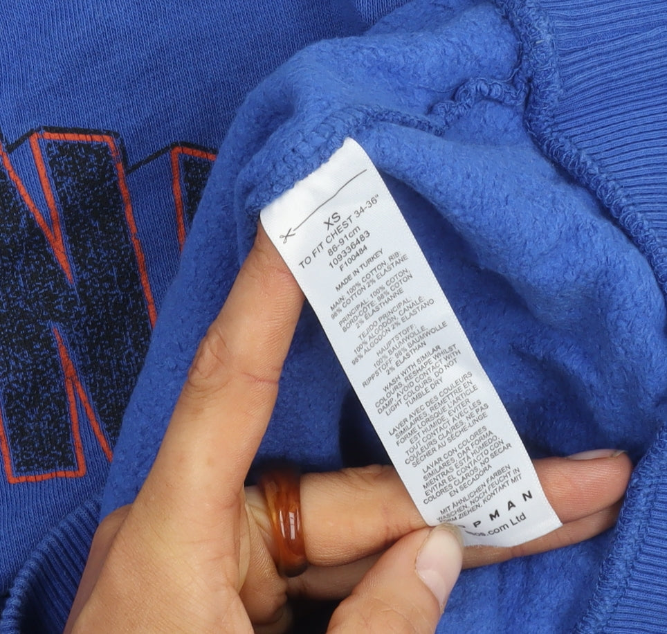 Topman Men's XS Blue Graphic Sweatshirt