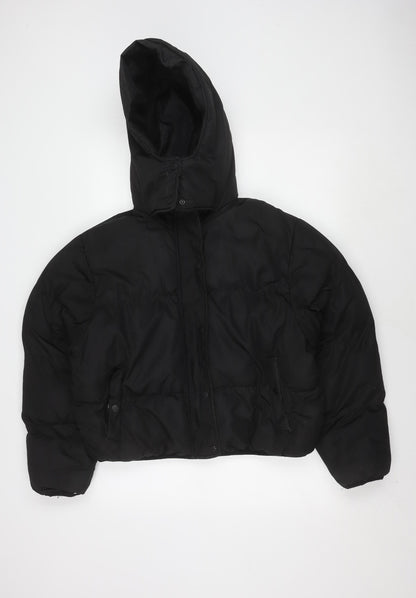 Brave Soul Women's Black Puffer Jacket M Winter Hooded