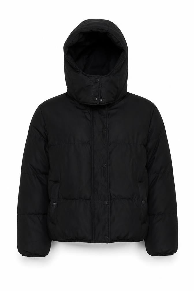 Brave Soul Women's Black Puffer Jacket M Winter Hooded