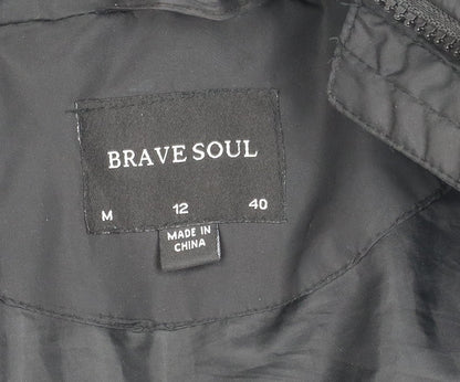 Brave Soul Women's Black Puffer Jacket M Winter Hooded